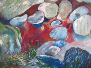 Flying Stones, oil painting